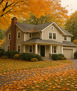 Wohnhaus im Herbst