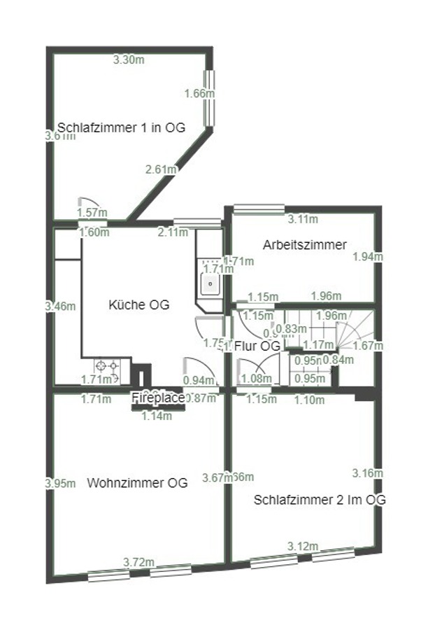 Grundriss OG Reihenendhaus Zahna-Elster