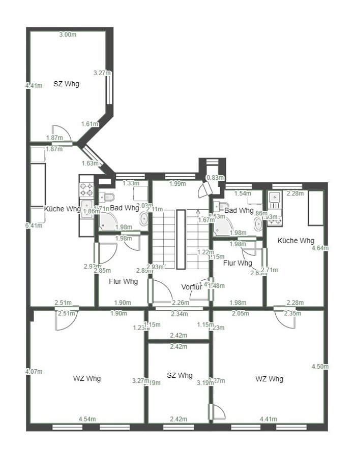 Grundriss 1.Obergeschoss Reihenmittelhaus K�then