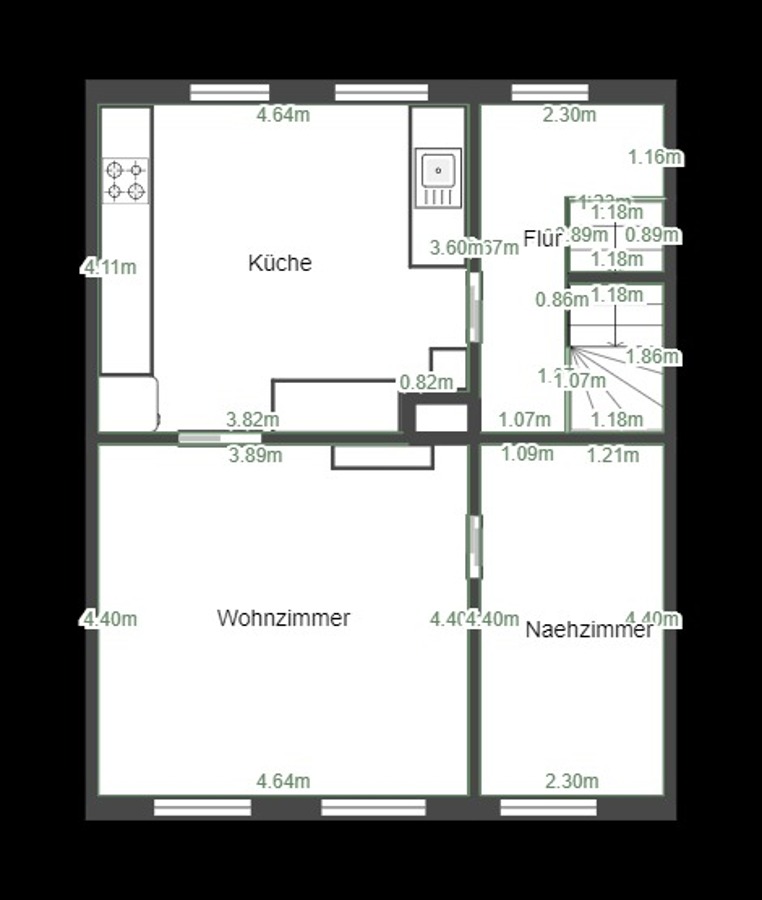 Grundriss OG Reihenmittelhaus K�then
