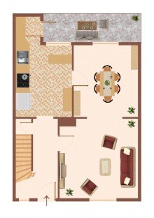 Grundriss EG OHNE K�UFERPROVISION!!! Gem�tliches Reihenhaus mit schickem Garten