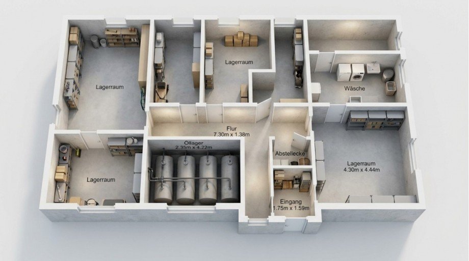 3D Grundriss UG Bauernhaus S�dliches Anhalt OT Pfriemsdorf