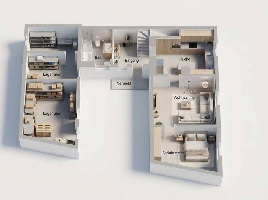 3D Grundriss EG Einfamilienhaus K�then