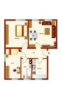 Grundriss Ohne K�uferprovision!!! Schicke Wohnung im Obergeschoss als ideale Geldanlage