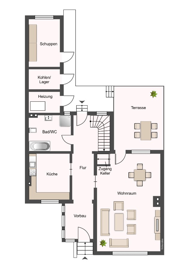 Grundriss EG Doppelhaush�lfte K�then