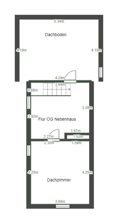 Grundriss Dachgeschoss Reihenendhaus Trebbichau an der Fuhne