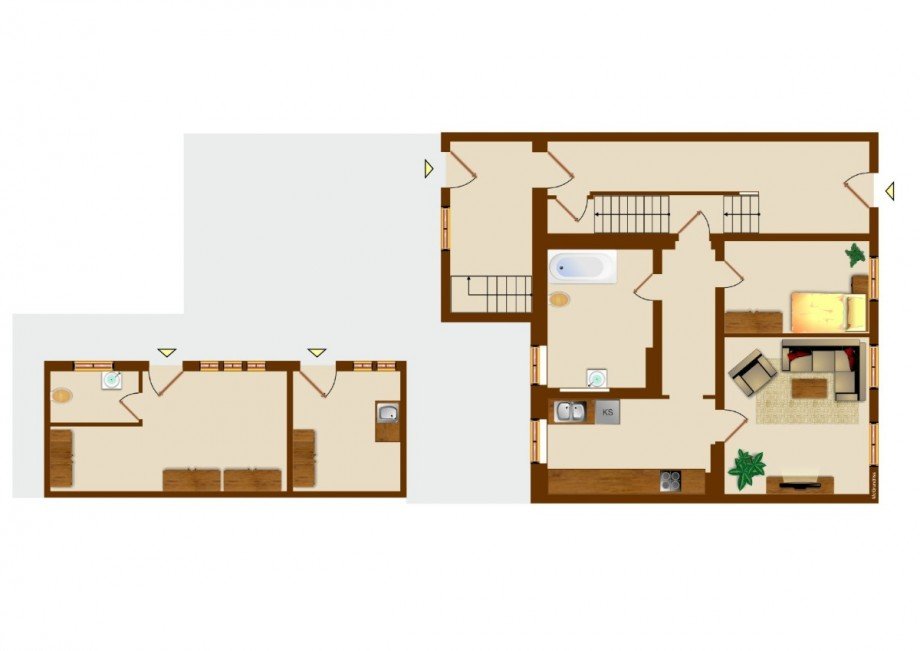 Grundriss EG Zweifamilienhaus K�then