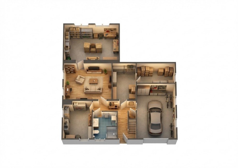 Grundriss 3D UG Einfamilienhaus W�rbzig