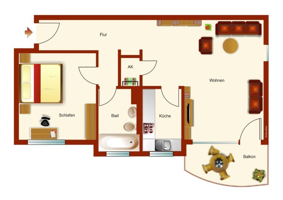 Grundriss Etagenwohnung K�then