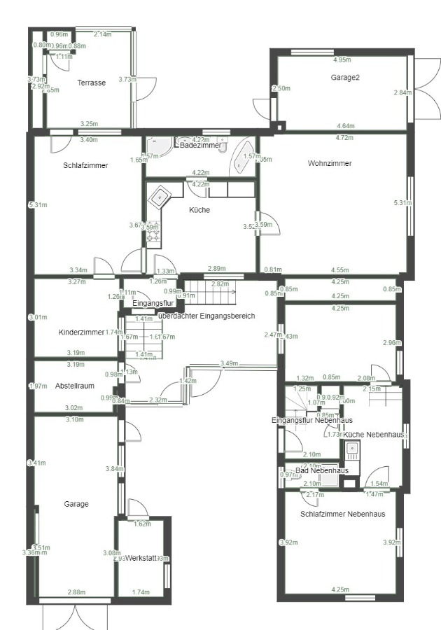 Grundriss Erdgeschoss Reihenendhaus Trebbichau an der Fuhne