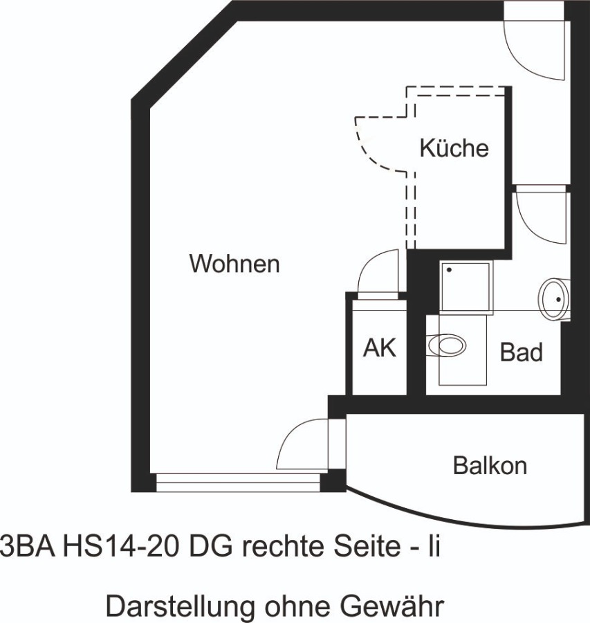 Grundriss 1-Raum-Wohnung Dachgeschosswohnung K�then