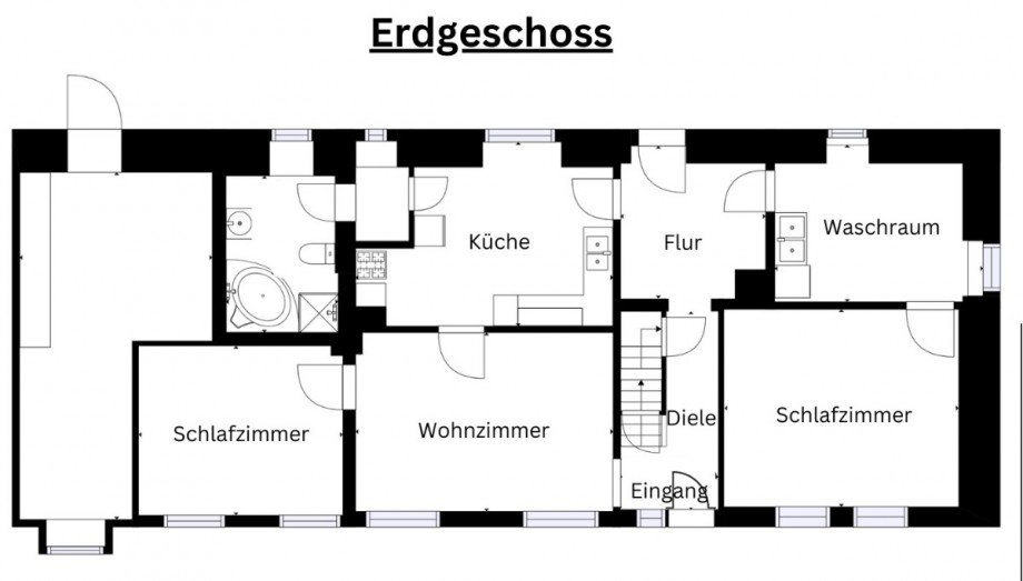 Grundriss EG Reihenendhaus K�nnern