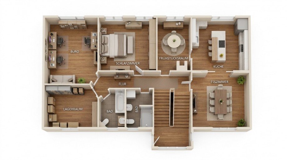 3D Grundriss EG Bauernhaus S�dliches Anhalt OT Pfriemsdorf