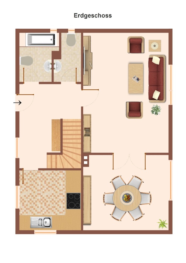 Grundriss EG Haus1 Einfamilienhaus K�nnern
