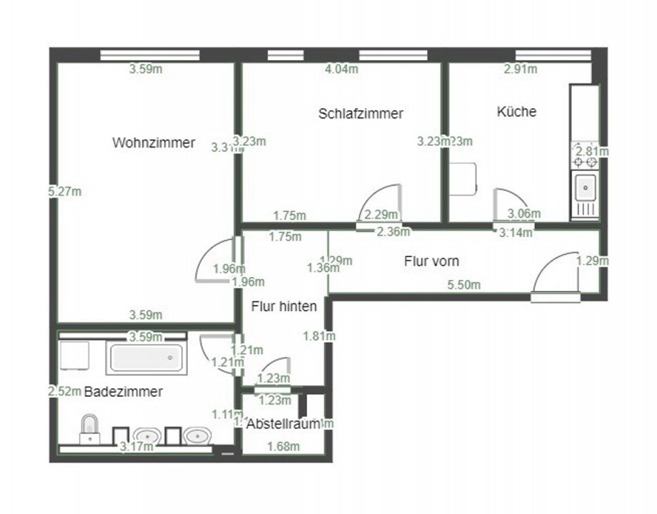 Grundriss Etagenwohnung K�then