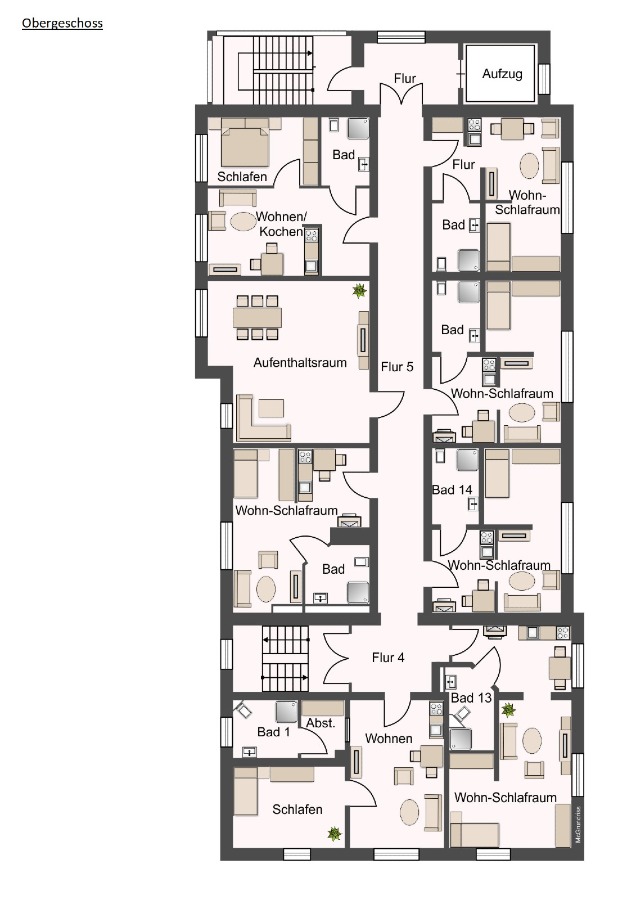 Grundriss OG Mehrfamilienhaus Gro� Rosenburg