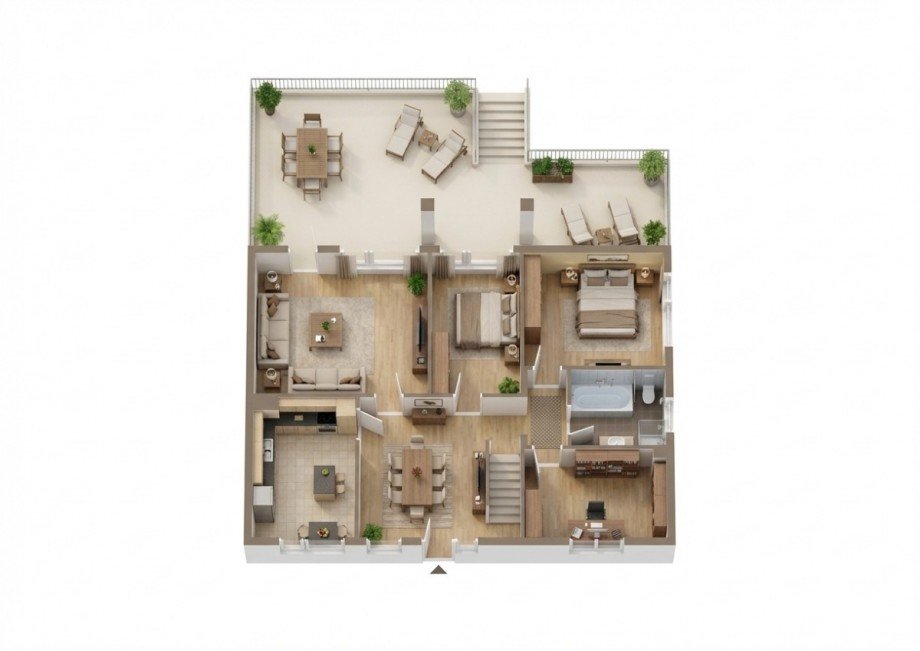 Grundriss 3D EG Einfamilienhaus W�rbzig