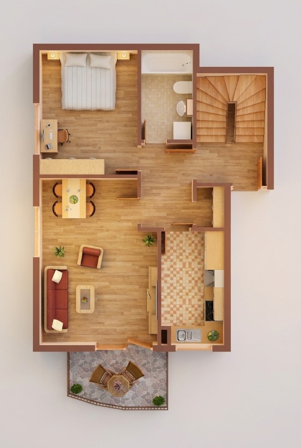 3D-Grundriss Erdgeschosswohnung K�then