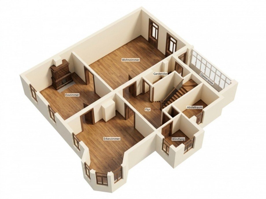 3D Grundriss EG Villa K�then