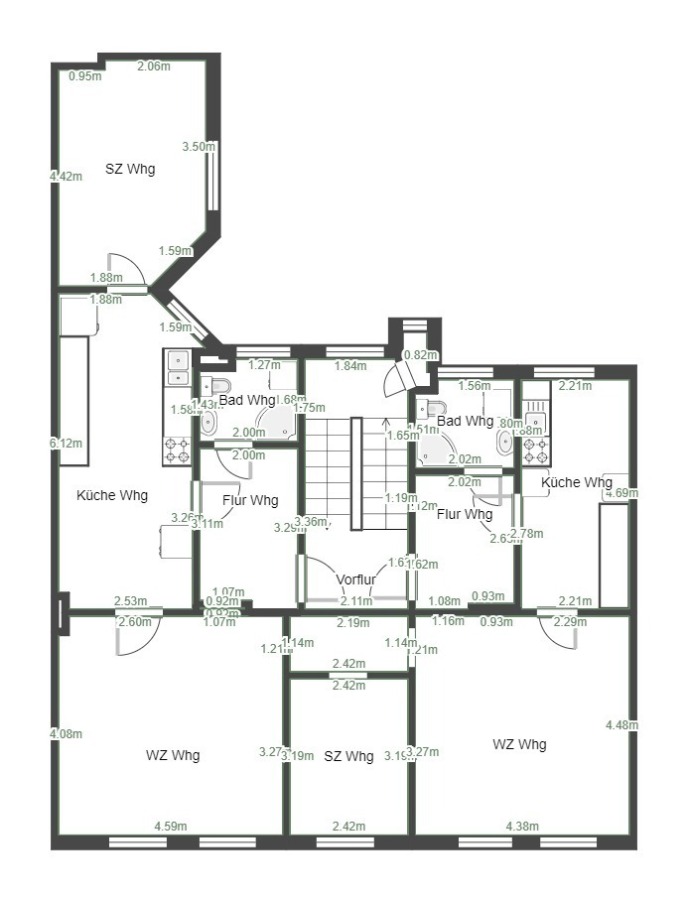 Grundriss 2.Obergeschoss Reihenmittelhaus K�then