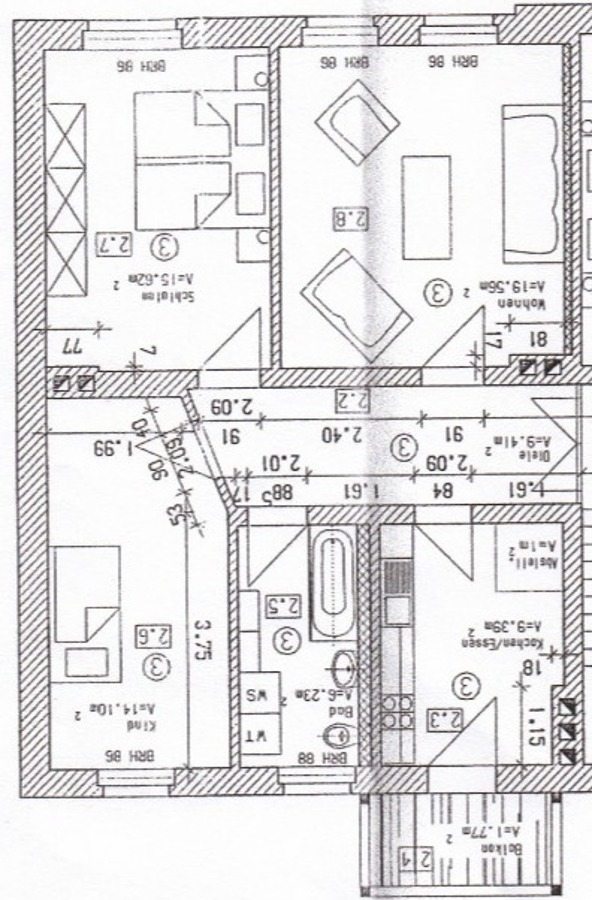 Grundriss Etagenwohnung K�then