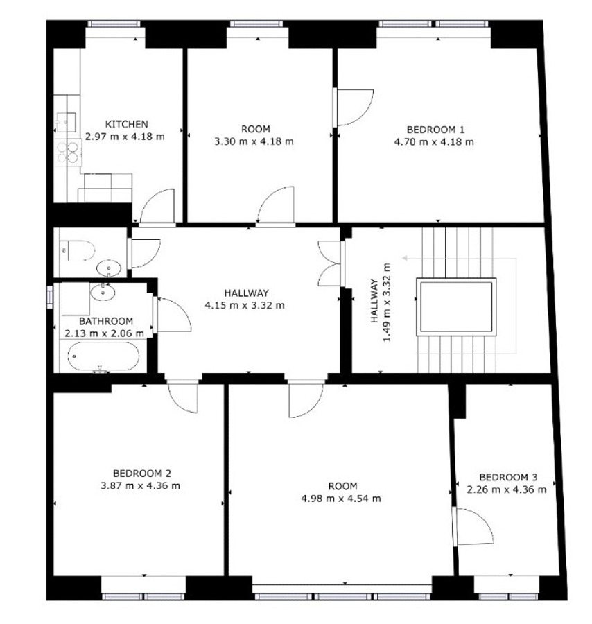 Grundriss 2.OG Mehrfamilienhaus Halle
