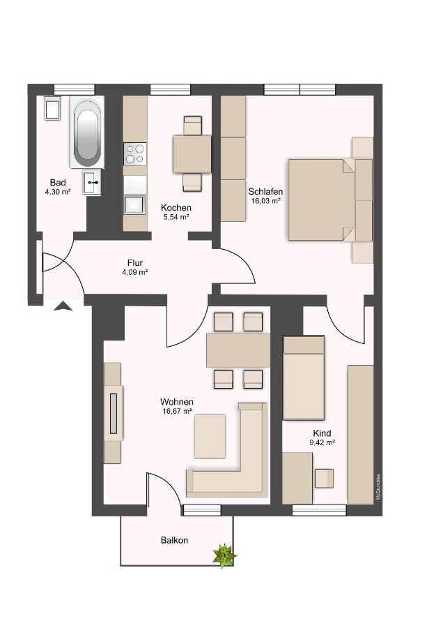 Grundriss Etagenwohnung K�then