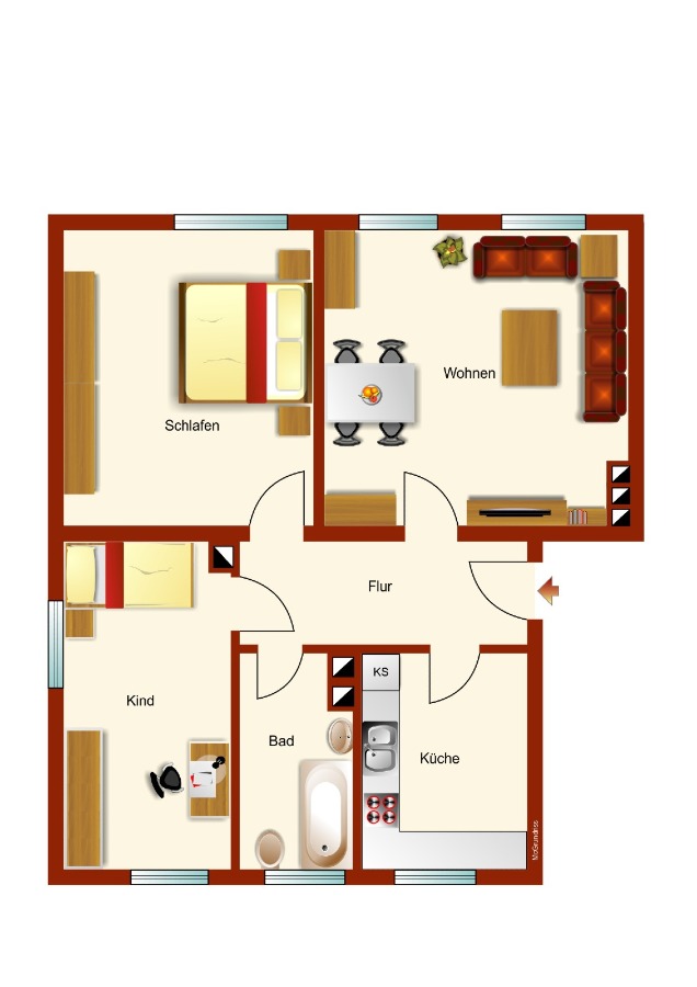Grundriss Etagenwohnung Kleinbadegast
