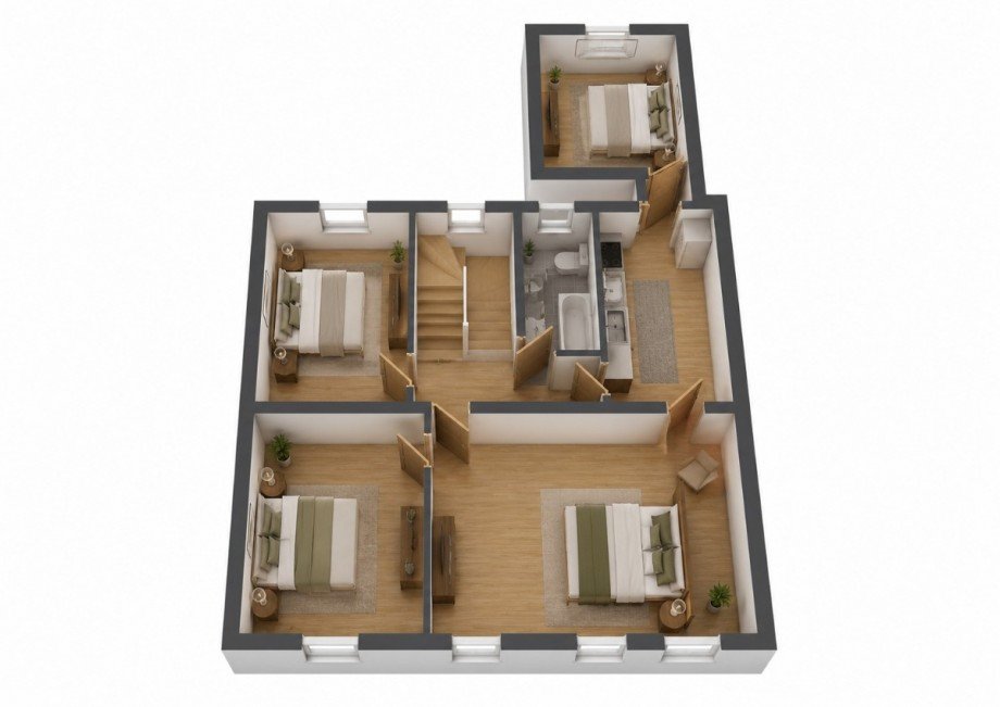 3D Grundriss 2.OG Mehrfamilienhaus K�then