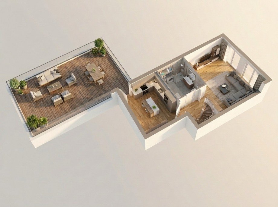 3d Grundriss OG Maisonettewohnung K�then