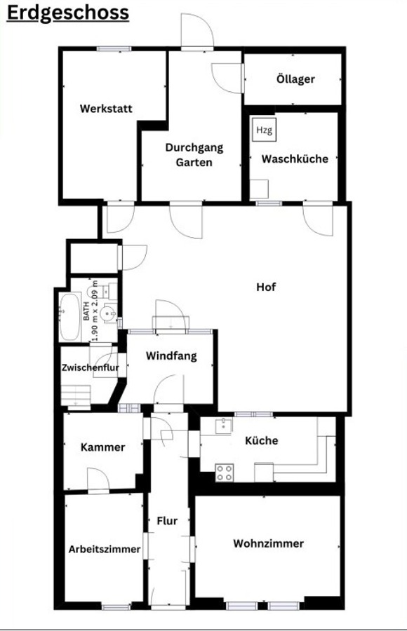 Grundriss EG Reihenmittelhaus Radegast