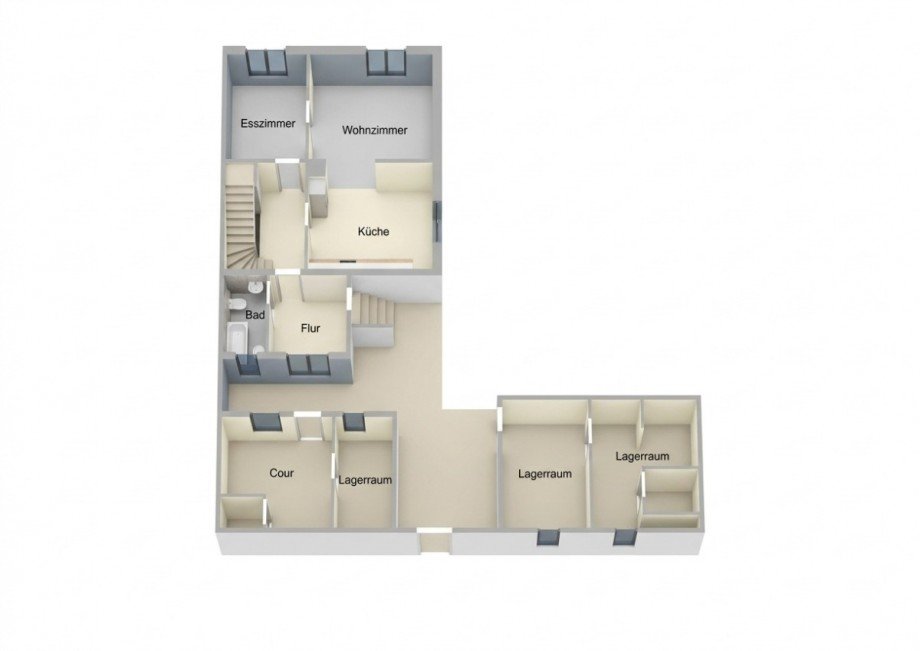3D Grundriss EG Doppelhaush�lfte K�then OT Merzien
