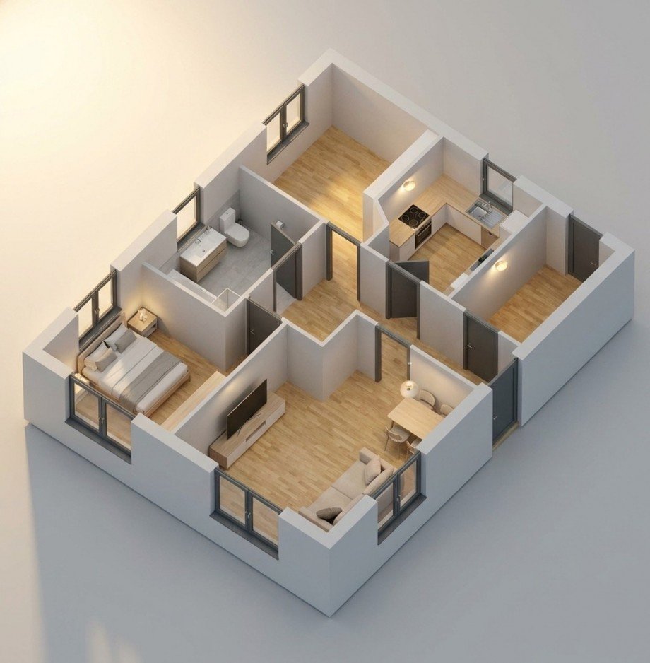 3D Grundriss Einfamilienhaus Fra�dorf