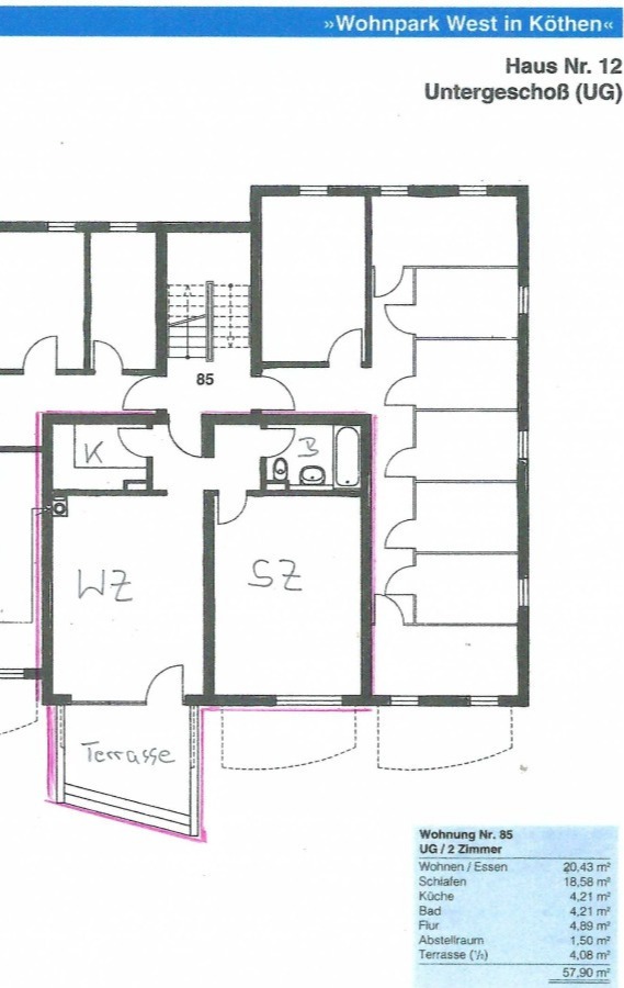 Grundriss Souterrainwohnung K�then/ Anhalt
