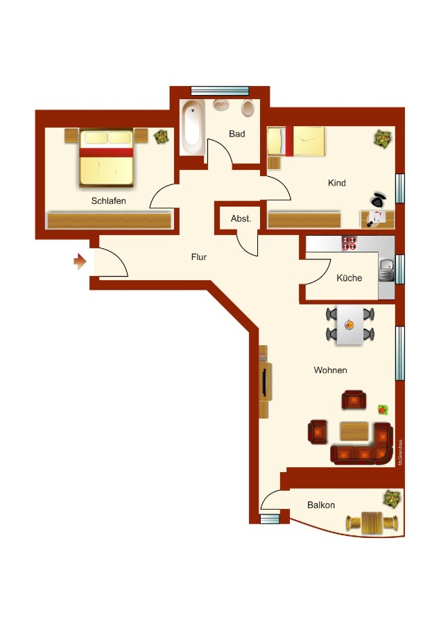 Grundriss Dachgeschosswohnung K�then