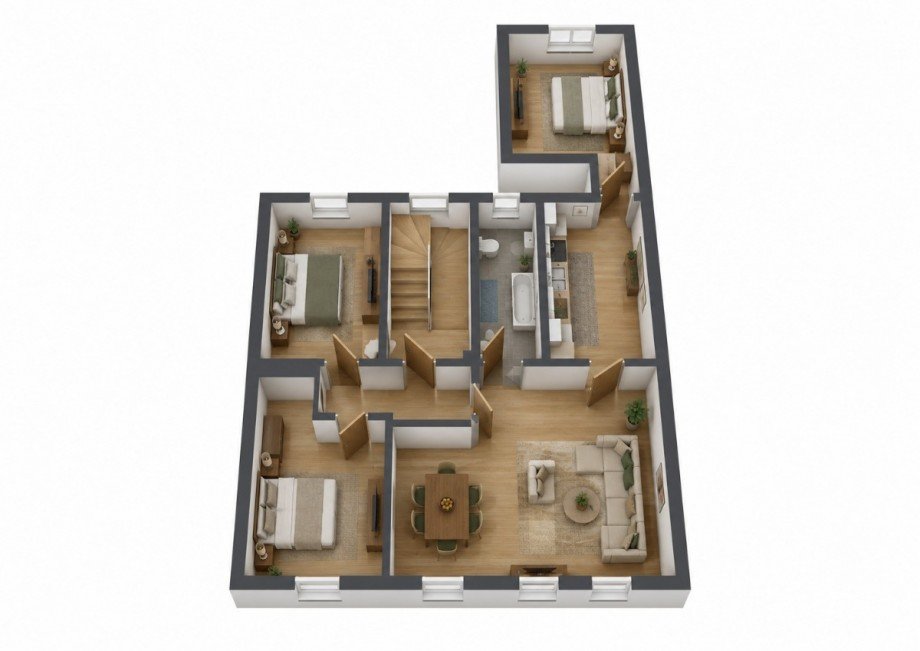 3D Grundriss 1.OG Mehrfamilienhaus K�then
