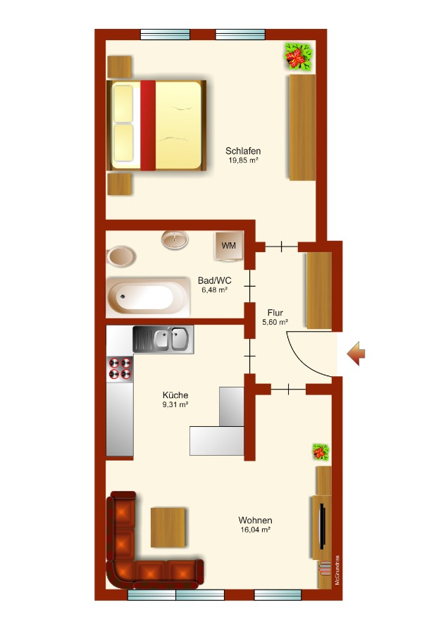 Grundriss Etagenwohnung K�then