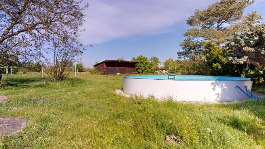 Blick in Garten mit Pool Einfamilienhaus Stumsdorf
