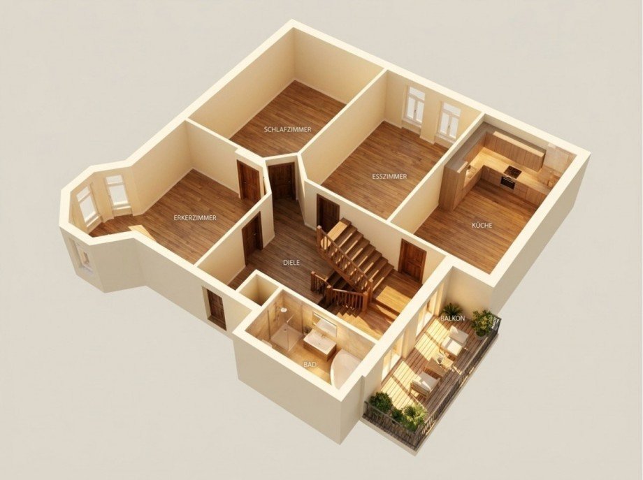 3D Grundriss OG Villa K�then