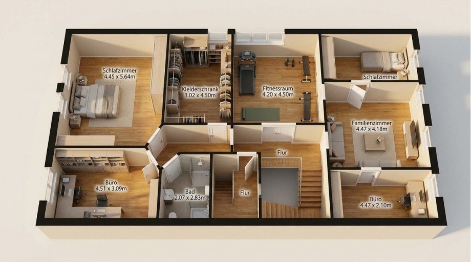 3D Grundriss OG Bauernhaus S�dliches Anhalt OT Pfriemsdorf