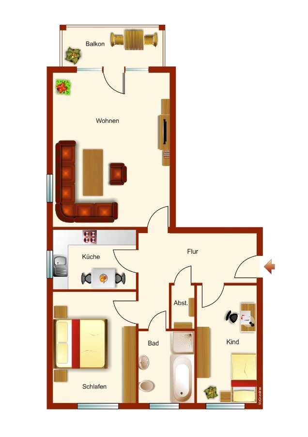 Grundriss Erdgeschosswohnung K�then