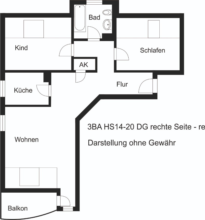 Grundriss 3-Raum-Wohnung Dachgeschosswohnung K�then