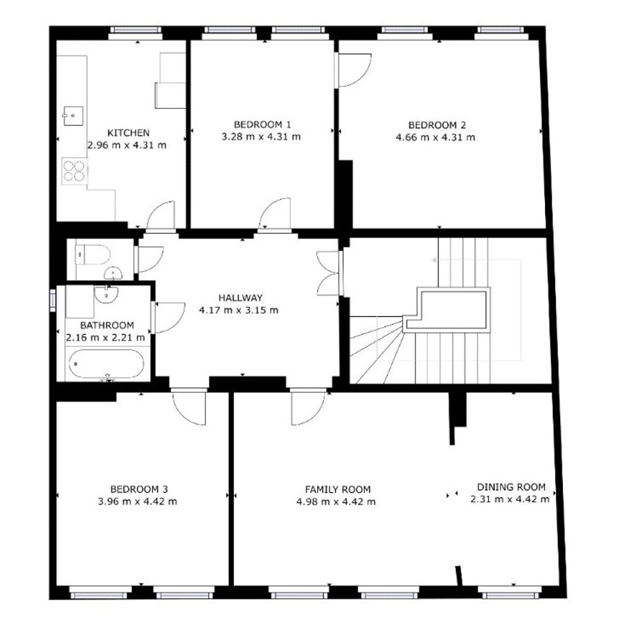 Grundriss 1.OG Mehrfamilienhaus Halle