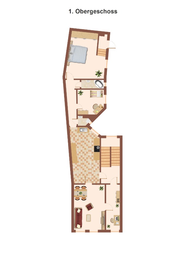 Grundriss 1. OG Wohn- / Gesch�ftshaus K�then