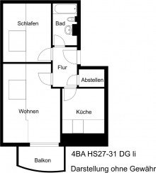 Grundriss 2-Raum-Dachgeschosswohnung im Wohnpark West