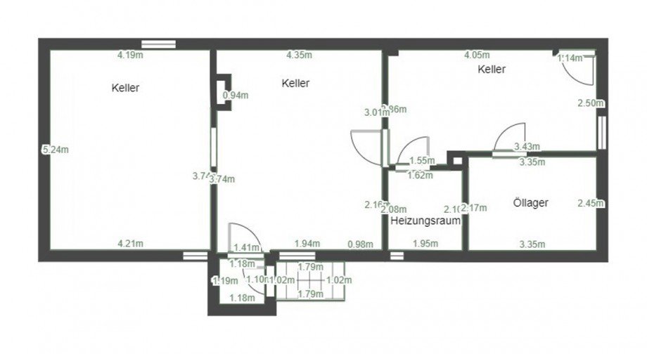 Grundriss Kellergeschoss Reihenendhaus Trebbichau an der Fuhne