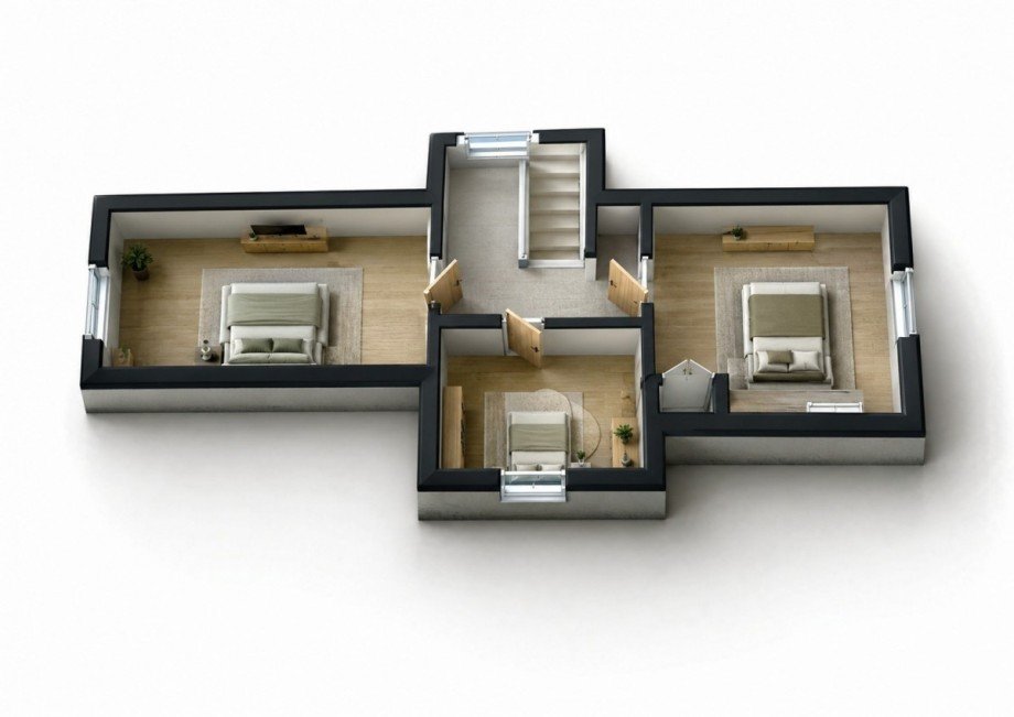 3D Grundriss DG Einfamilienhaus Trebbichau