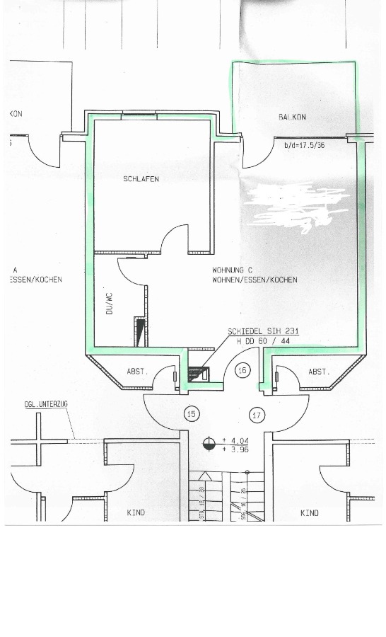 Grundriss Etagenwohnung K�then/ Anhalt